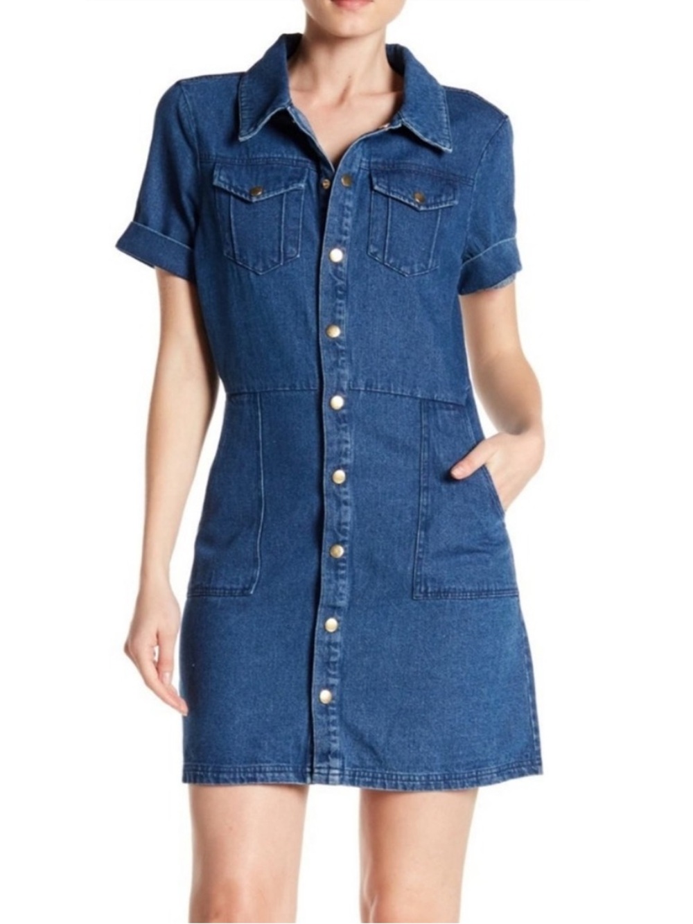 Alexia Admore Denim Button-Front Jean Denim Romina Shirt Dress Small